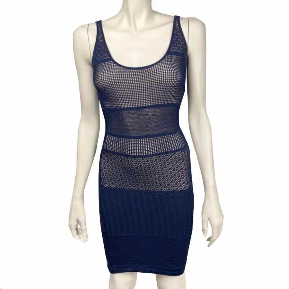 Venus Navy Lace Bodycon Tank Dress
